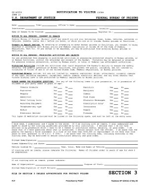 Bp a0224 - b. A "Notification to Visitor" form, BP-A0224, will be completed by each attorney for each inmate they wish to visit. The attorney is also required to sign the attorney sign-in/sign-out log book. c. A "Notification to Visitor" form, BP-A0224, will be completed by legal 